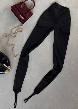 Базовые черные лосины с высокой посадкой со штрипками микродайвинг женские леггинсы лосины