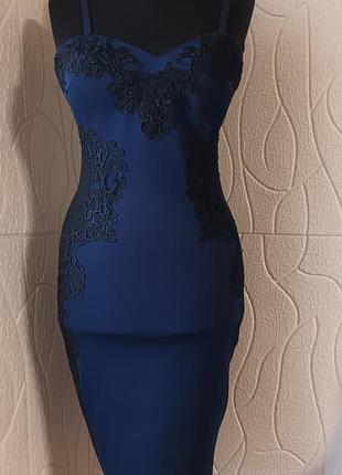 Платье синее облегающее на бретелях lipsy размер 40-42