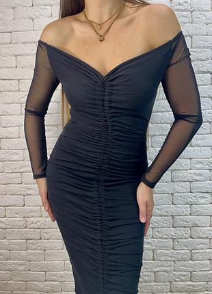 Сукня міді святкова з драпіруванням
