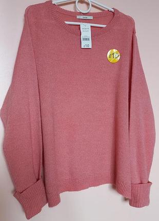 Персиковий джемпер вовна, светр вовна, персиковый лёгкий джемпер шерсть оверсайз 50-52 р.