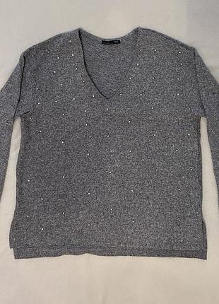 Светр жіночий zara s сірий з камінням