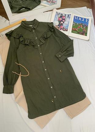 Джинсова сукня кольору хакі