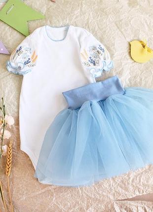 Комплект для дівчинки боді з короткими рукавами та спідничка