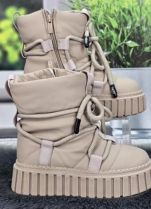 Сапоги дутики детские зимние для девочки jong golf пудровые 7012