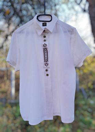 Винтажная австрийская мужская рубашка в этно стиле