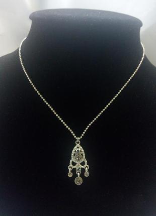 Посеребрение,цепочка с подвеской, стразы сваровски2 фото