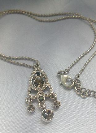 Посеребрение,цепочка с подвеской, стразы сваровски3 фото