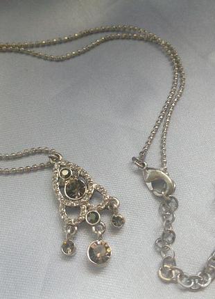 Посеребрение,цепочка с подвеской, стразы сваровски4 фото