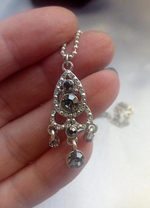 Посеребрение,цепочка с подвеской, стразы сваровски5 фото