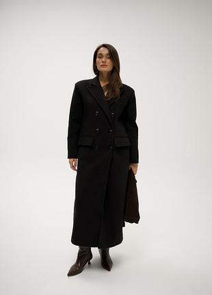 Зимове двобортне пальто оверсайз з утепленням