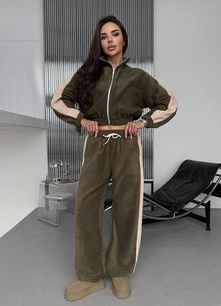 Женский теплый спортивный костюм двойка двухсторонний флис