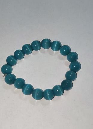Браслет из голубого камня «кошачий глаз»