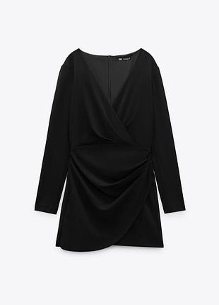 Розкішна сукня міні zara з костюмної тканини із драпіюванням