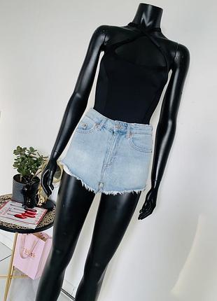 Джинсовые шорты h&m divided светло-голубые высокая посадка 100% хлопок