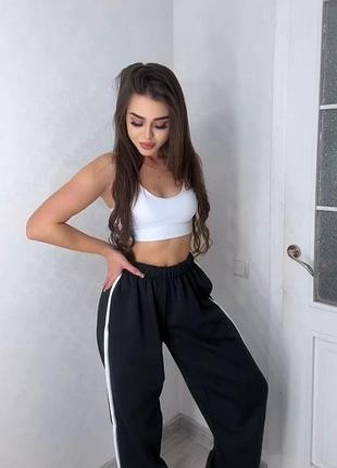 Жіночі повсякденні спортивні теплі штани брюки на затяжках тканина якісна турецька тринитка на флісі