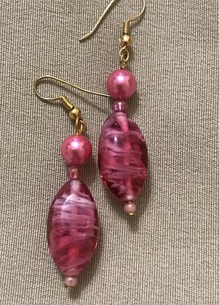 Красиві сережки муранське скло