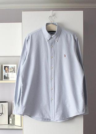 Бавовняна оксфордська сорочка в смужку від ralph lauren, оригінал