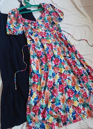 Плаття халат у квітковий принт міді великий розмір батал із розрізом на нозі