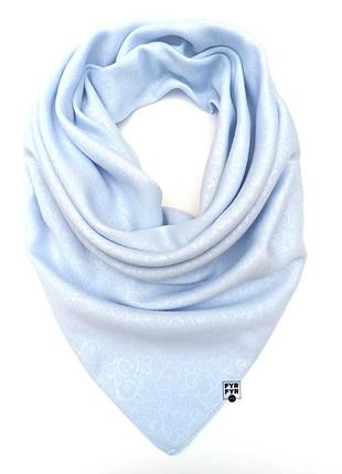 Платок шерсть шерстяной однотонный на голову шею светло-голубой теплый тонкий новый