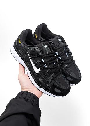 Женские термо кроссовки nike p-6000 черные с белым (cordura) (36 - 41)