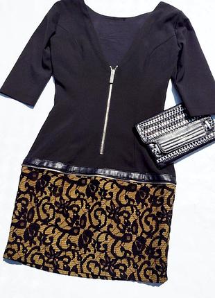 Чёрное платье с гипюром gil santucci италия