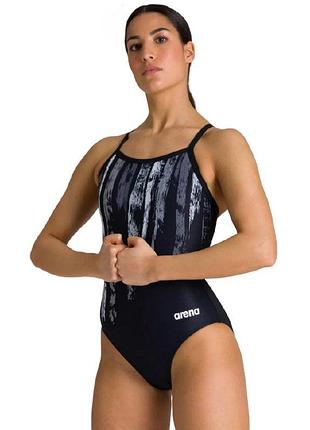 Женский слитный купальник arena w team painted stripes light drop back