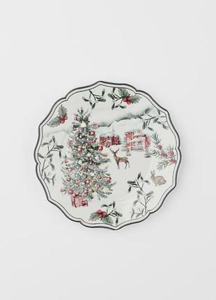 Фарфоровая тарелка с рождественским зимним рисунком h&amp;m home