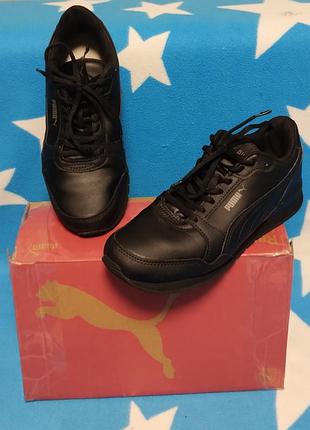 Черные кожаные кроссовки puma st runner v4 унисекс