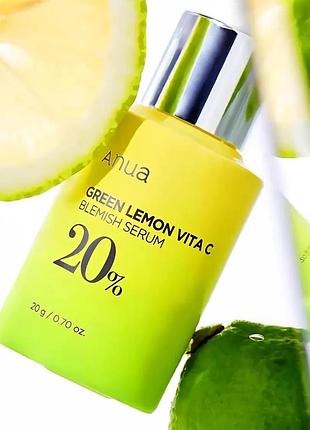 Освітлююча сироватка для обличчя з екстрактом лимона та вітаміном с anua green lemon vita c blemish serum 20 мл