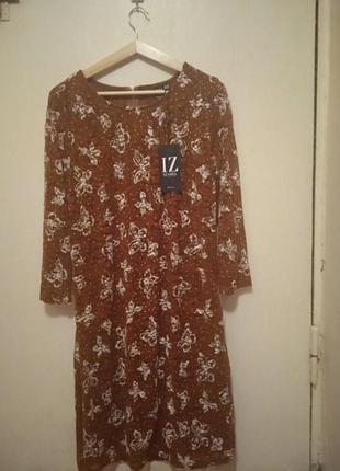 Сукня миди нова коричневый кольор.гипюрова на подкладке.рощмер м (12)