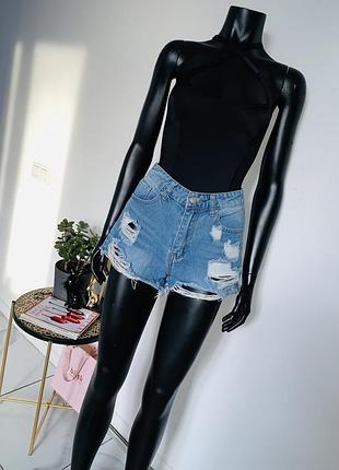 Джинсовые шорты shein с потертостями, высокая посадка, размер s (eu 36)