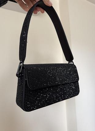 Черная сумка сумочка вечерняя в камнях, черная вечерняя сумка