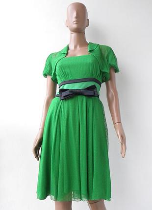 Красивое зеленое платье с кружкой 42 размер (36 евроразмер)