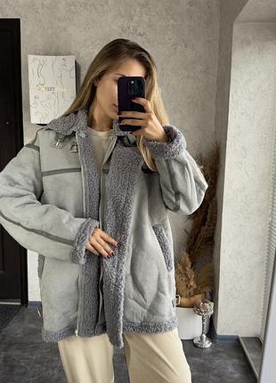 Сіра дублянка куртка оверсайз без утеплення