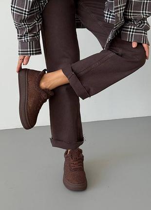 Кеди жіночі зимові з камінцями коричневі кросівки