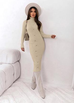 Женское платье миди в рубчик турция