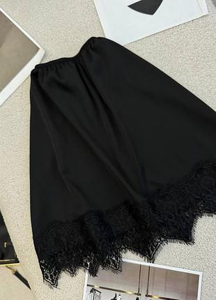 Женская короткая шелковая юбка с кружевом черная классическая мини-юбка шелк армани