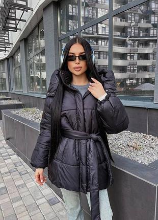 Жіноча зимова куртка пуфер пуховик  мікро пух 250