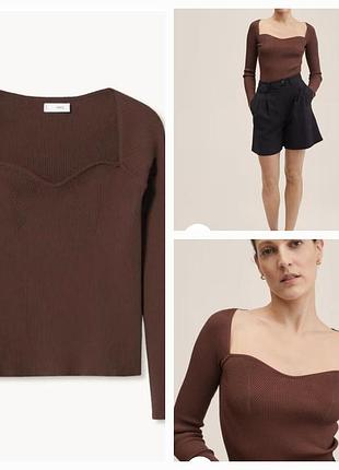 Стильный топ с  декольте шоколадный