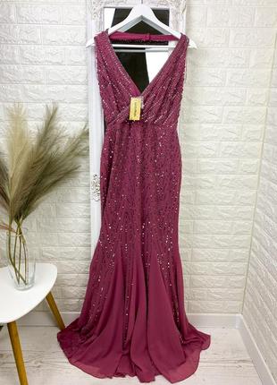 Расшитое роскошное длинное платье lace&beads6 фото