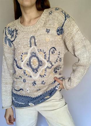 Вінтажний светр з вишивкою