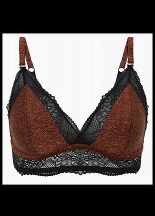 Мереживний бюстгальтер бралет з атласними вставками
