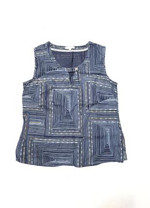Льняная блузка без рукавов прямого силуэта р 12