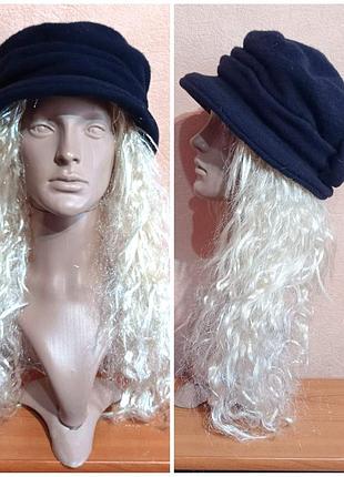 Женская темно-синяя мягкая шляпка, 85% шерсти (германия).