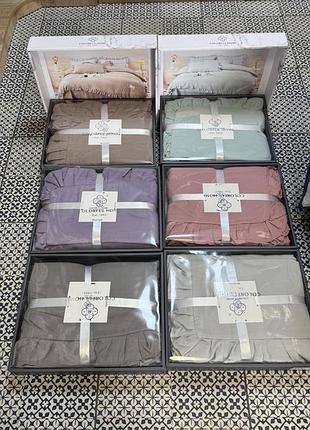 Постільна білизна з рюшами євро у подарунковій упаковці