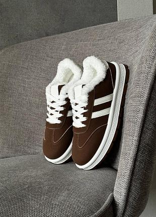 Кросівки жіночі коричневі замшеві теплі осінні весняні зимові