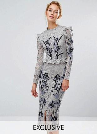 Распродажа платье hope &amp; ivy меди/макси с вышивкой