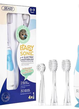 Дитяча електрична зубна щітка  seago baby sonic 0–3 роки.
