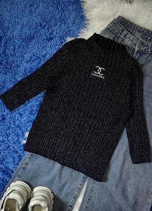 Кофта люрексова з лого chanel глітер