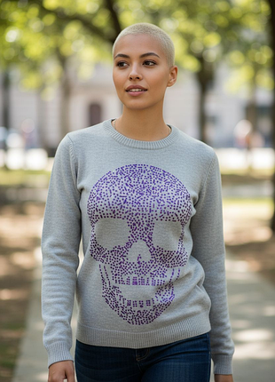 Philipp plein, бавовняний лонгслів в сірому кольорі від люксового бренду